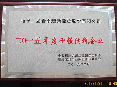 2015年度十强纳税企业