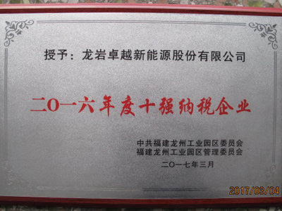 2016年度十强纳税企业